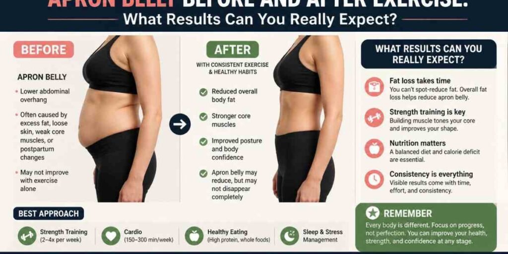 Apron Belly Before and After Exercise