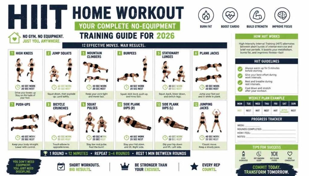 HIIT Home Workout Printable