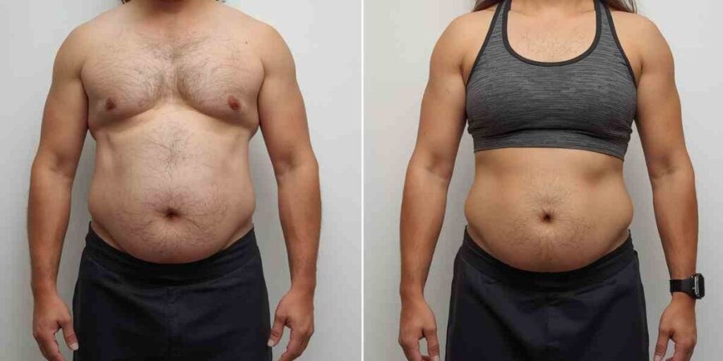 Apron Belly Before and After Exercise